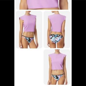 Womens Endless Waves Cropped Swim Top Size Small 3-5 Juniors Pink New